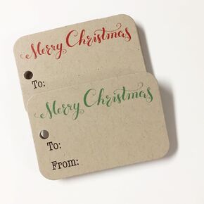 36 Small Christmas Gift Tags, Kraft Merry Christmas Gift Wrap Tags (RR-111-KR)