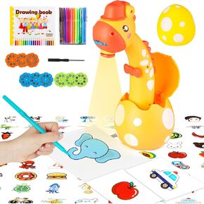 KETIEE Drawing Projector for Kids, Tracing and Drawing Projector Toy with Light & Music, Children Smart Projector Sketcher, Kids Art Projector with 72 Stencils for Boy Girl 3-8 Years Old (Yellow)