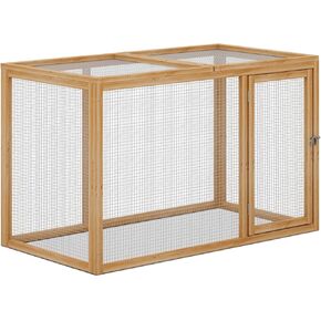 MoNiBloom Chicken Run for Yard Wood Chicken Cage Rabbit Hutch Bunny Pen with Openable Roof and Side Door, Outdoor Lockable Duck Coop Small Animal Habitat Enclosure Hen Coop Add-Ons, 45 x 24 x 28 inch
