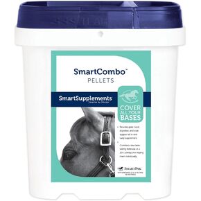 SmartPak SmartCombo Pellets | Coat, Digestion, and Joint Support Supplement for Horses | Glucosamine, Chondroitin, Probiotics, Prebiotics, Minerals, and More | No Added Sugar | 6.8 lb Bucket