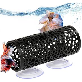 Abizoo Betta Fish Tunnel,Navy Blue Betta Sleeping Tube Safe Hollow Design for Small Fish & Shrimp-Ideal Toys for Betta Guppies Resting-Betta Fish Tank Accessories Hammock,Aquarium Decorations Hideout