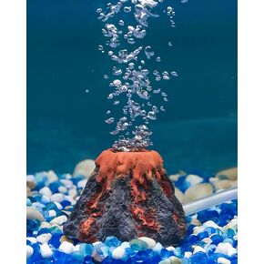 Uniclife Aquarium Volcano Ornament Kit Fish Tank Decoration Mini Resin Volcanic Decor for Fish Tank Landscape Realistic Mountain with Air Stone Bubbler Airline Tubing Accessories for Oxygenation