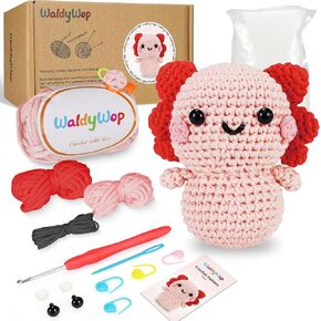 WaldyWop Crochet Kit for Beginners - Complete Crochet Starter Kit for Adult Kids, Learn to Crochet w/Step-by-Step Video, Easy Crochet Yarns, Hook, Accessories, Women Gifts for Christmas
