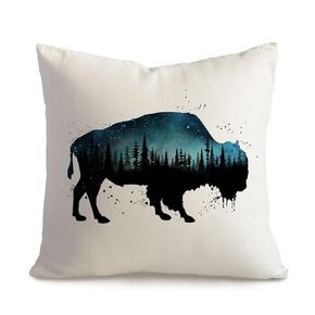 Bison Pillow Cover, Buffalo Throw Pillow, Western Pillow Cover, Western Pillow, Bison Gift, Farmhouse Decor, Buffalo Home Decor, Living Room Decor, Animal Pillow Case