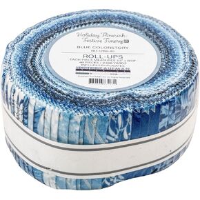 Holiday Flourish Festive Finery Blue Roll Up 40 2.5-inch Strips Jelly Roll Robert Kaufman RU-1268-40, Assorted