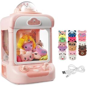 Claw Machine for Kids,Mini Vending Machines Candy Grabber Prize Dispenser Toys for Girls,Electronic Arcade Claw Game Machine for Party Birthday with Lights Sound & 20 Plush Toys