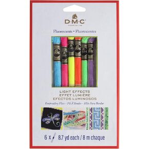 DMC Light Effects Floss Pack 8.7yd 6/Pkg, Fluorescent