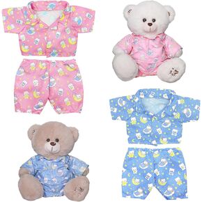 Bear Clothes, 4 Pcs of Bear Pajamas Sets, Fit Most 14-18 in Stuffed Animals ,Cute Bear Outfits Sets (Pink)