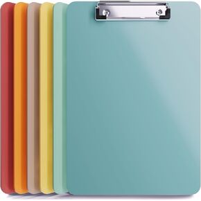 Plastic Clip Boards 8.5x11 (Set of 6) Colored Clipboards Bulk, Acrylic Clipboard for Classroom, Cute Clipboard Boho Office Decor - 12.5x9 Clip Board