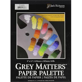 Jack Richeson Grey Matters Paper Palette (50 Sheets), 9" x 12" Paper for Paint Mixing