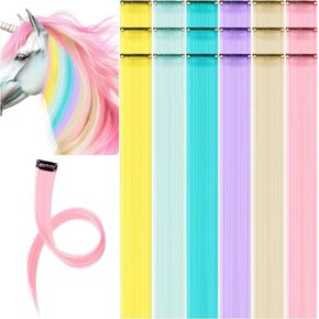 Juexica 18 Pcs Horse Bling Accessory Clip in Hair Extensions for Mane and Tail Tack Horse Stuff Pony Hair Tinsel for Real Horses Western Bride Horse Lover and Girls Birthday, Vivid Color