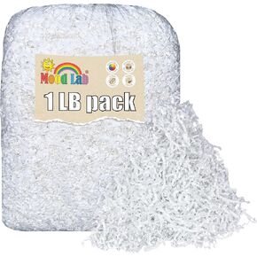 Mood Lab Crinkle Cut Paper Shred Filler - 1 LB White - Shredded Cut Paper for Basket Filling - Gift Box Kraft Wrapping Paper