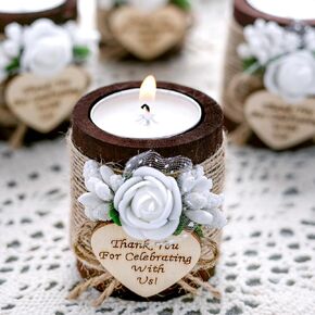 50 Piece Set of Wooden Tealight Candle Holders, Wedding Party Favors, Candle Favors, Guests Return Gifts, Bridal Shower Favors, Baby Shower Favor for Guests. (Dark Brown 50 pcs)