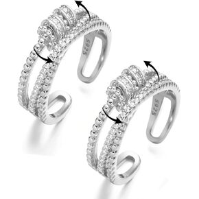 Jansio Threanic Triple-Spin Ring, Magnetic Zircon Shaping Cross Full Moissanite Diamond Spinner Ring Feelief Zirconica Triple Fidget Rings to My Daughter Open Anti Anxiety Rotatable Ring Jewelry for Women