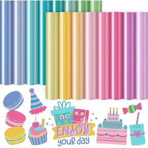 Whaline 16 Sheet Boho Color Heat Transfer Vinyl Assorted Colorful Iron on Vinyl Multicolored Printed HTV Adhesive Craft Vinyl for Clothing Costume DIY Fabric Craft, 9.6 x 11.8 Inch