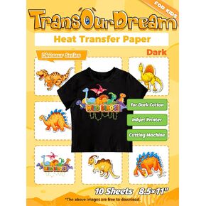 TransOurDream Heat Transfer Paper for Inkjet Printer (30 Sheets, 8.5x11") Iron on Transfer Paper for T-Shirts Premium Printable Heat Transfer Vinyl for Dark Fabrics