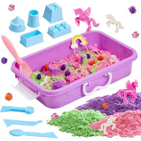 Unicorn Sensory Bin, Unicorn Sensory Toys with Play Sand for Toddlers Boys and Girls, Kids Toys Gift Sand Box for Age 3 4 5 6 7 8