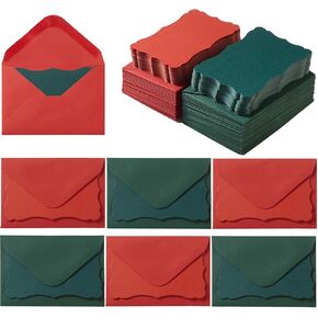 100 Pack Christmas Mini Envelopes with Red Green Blank Note Cards Small Self-Adhesive Envelopes Small Business Card Envelopes(4 x 2.7 Inches) (Christmas Red Green)