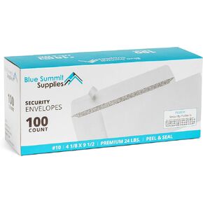 100 No. 10 Self Seal Security Envelopes - Designed for Secure Mailing - Security Tinted with Printer Friendly Design - Number 10 Size 4 1/8 x 9 ½ Inch (100 Pack)