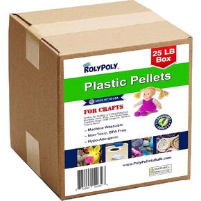 Poly Plastic Pellets Bulk for Weighted Blankets & Crafts Bulk Box (25 pounds) Made in The USA for Rock Tumbling, Stuffing & Filling Dolls, Crafts, Lap Pad