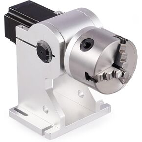 OMTech Rotary Axis Attachment for Fiber Laser Engravers, 80mm 3 Jaw Rotary Chuck Ring Jewelry Marking Tool, Laser Engraving Machine Rotary Tool with NEMA 23 Motor for Y Axis 360 Round Metal Etching