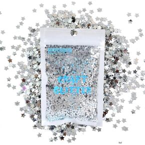 جليتر آرت كرافت، رقائق مكتنزة ثلاثية الأبعاد على شكل نجمة 3 مم من أجل الوحل وفن الأظافر والأكواب وحرف الراتنج وحفلات المهرجانات - 0.35 أونصة (10 جم) (فضي ليزر) in Kuwait