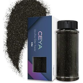 Ceya 3.5oz/ 100g Ultra Fine Glitter Powder Black Glitter 1/128" 0.008" 0.2mm for Roses Slime Epoxy Resin Craft Tumbler Jewelry Nail Art Festival Makeup Scrapbook Painting Wedding Cards
