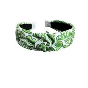 St Patrick's Day Headband, Green and White Pattern with clovers, Sylish green and white headband perfect for St Patrick's Day
