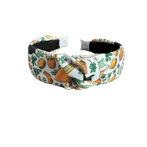 St. Patrick's Day Headband with Clover, Leprechaun, and Pot of Gold pattern, One Size fits most