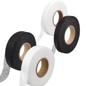 280 Yards 1/2 and 3/4 Inch Iron on Hemming Tape, 4 Rolls Adhesive No Sewing Hem Tape Stitch Witchery Tape for DIY Crafting Projects (Black+White)