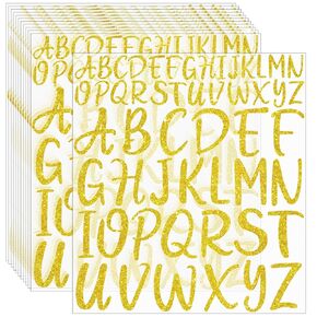 12 Sheets Black Letter Stickers 624Pcs Alphabet Stickers Vinyl 1 and 2 Inch Glitter Letter Stickers Self Adhesive Waterproof for Water Bottles Scrapbooking Crafts Door Sign (Black, 1 Inch,2 Inch)
