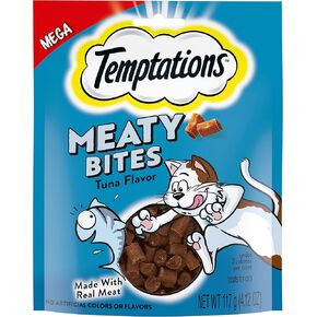 Temptations Meaty Bites Soft and Savory Cat Treats Tuna Flavor, 4.12 oz. Pouch