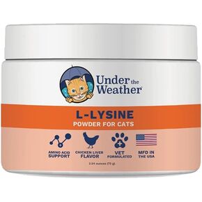 Under the Weather Pet L-lysine Powder Cat Supplement | Natural Vet Formulated Lysine Powders for Cats and Kittens | Promotes Balance Healthy Immune Support and Boost Overall Health Response (2.54 Oz)