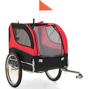 PETSITE Dog Bike Trailer, Dog Cart for Bicycle with 3 Breathable Mesh Entrances, Safety Flage, Easy Folding Pet Carrier with Quick Release Wheels, Pet Bike Trailer for Small & Medium Sized Dogs in Kuwait