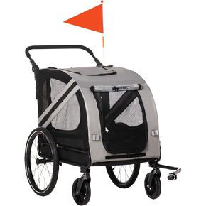 Aosom 2-in-1 Pet Bike Trailer for Small Dogs, Road-Visibility Bicycle Stroller, Weather-Strong Bike Wagon Trailer Sidecar Attachment