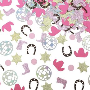 Glitter Western Cowboy Table Confetti ，Glitter Disco Ball Confetti，6 Different Types of Combination Wedding Decoration Confetti，Engagement Party Supplies. (Wedding Table Confetti)