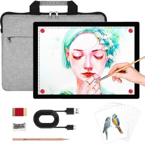 Rechargeable A3(16.73"x13.5") Light Pad for Diamond Painting,Tracing Light Box with Stand/Clip/Magnet,3 Colors and 6 Levels of Brightness Light Board for Artists,Drawing,Sketching,Animation,Tracing