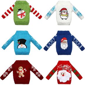 6 Pcs Christmas Elf Accessories Christmas Clothes Accessory Sweater Set Elf Doll Knitted Clothing Elk Christmas Tree Snowflake Print Christmas Accessory Set for Elf Doll Decor (Snowman)