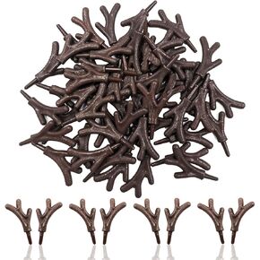 Mini Deer Antlers Embellishments - 100pcs Plastic Deer Antlers Cute Reindeer Elk Animals Horn for DIY Craft Christmas Headband Snowman Wedding Party Ornaments Hair Accessories