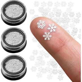300Pcs Christmas Winter Mini Snowflakes Crafts, DIY Little Snowflake Charms, Mini Metal Snowflakes Ornaments for Crafts Tiny Small Snowflakes Crafts, Snowflake Stickers Supplies for Decorations