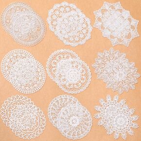 18 Pieces 6 Inch Lace Doilies Crochet Vintage Cotton Lace Coasters Handmade Round Lace Placemats Rustic Table Doilies for Kitchen Dining Room Wedding Christmas Cup Vase Table Decoration