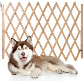 Hoomall Retractable Dog Gate Expandable Dog Fence Wooden Screen Door Accordion Gates Portable for Doorways Dog Pet Gate Pet Safety Patio Garden Lawn