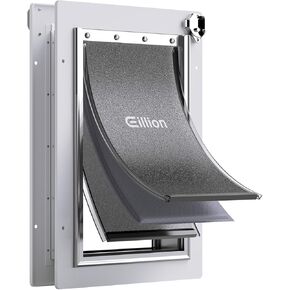 Medium Dog Door for Door, Doggy Door with Aluminum Frame, 3 Magnetic Flaps, Metal Closing Panel and Lock, Pet Doggie Door for Interior and Exterior Doors