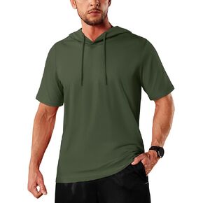 TACVASEN Men's Short Sleeve Hoodie Cotton Lightweight Pullover Summer Casual Hooded Sweatshirts