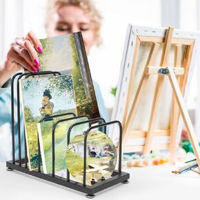 Art Canvas Storage Rack Tabletop, Metal Framed Artwork Drying Holder, Small Vertical Picture Frame Display Stand for Painting Boards, Framed Picture, Art Panels, 13.7" H