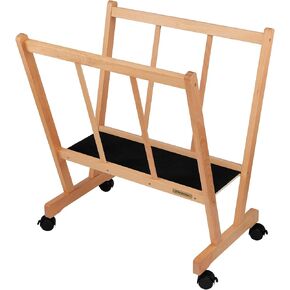 Creative Mark Firenze Wood Large Print Rack with Castors - Perfect for Display of Canvas, Art, Prints, Panels, Posters, Art Gallery Shows, Storage Rack - Natural