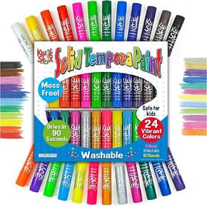 Kwik Stix Solid Tempera Paint Sticks, 24 Colors, Washable Paint Sticks for Kids, Non-Toxic, Quick Drying, Allergen Free, Comes in Classic, Metallic, & Neon Colors, Ideal for Kids and Toddlers
