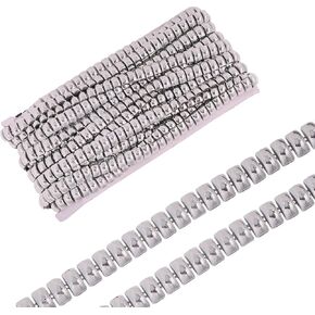 CHGCRAFT 9.84 Yards Cones Chain Sew on Trim DIY Beaded Chain Set Beaded Trim for Sewing Crafts Decoration Costume Accessories, Silver, 0.5X 0.16inch