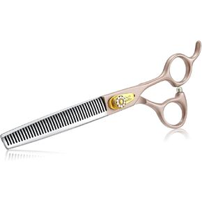 JASON Professional Dog Grooming Scissors - 7 Inch Curved Shear Japanese 440C Stainless Steel Dog Scissors with Diamond Screw, Rosegold, Sharp