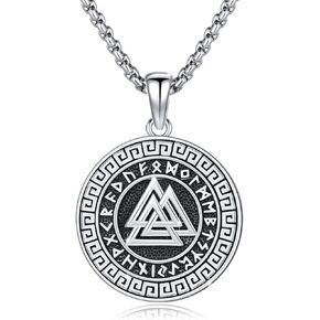 Tetragrammaton/Viking Necklace Necklace 925 Sterling Silver Pentagram Necklace for Men Women Amulet Energy Pendant Amulet Jewelry Gifts (B-Viking)